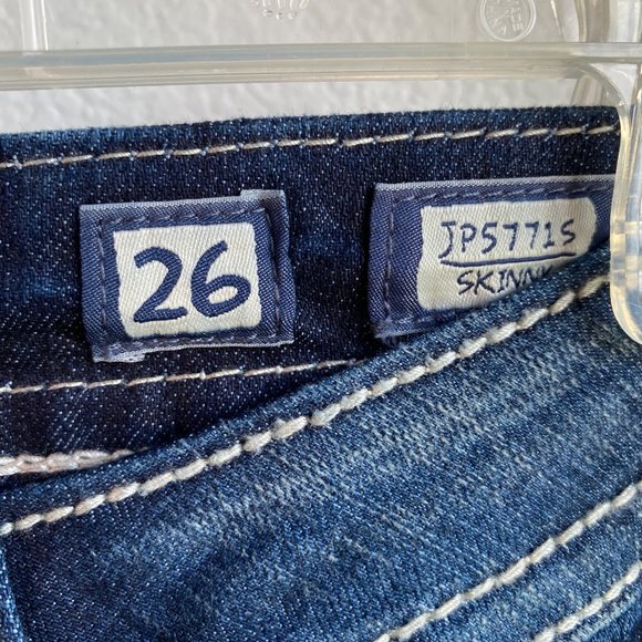New Miss Me Jeans Women’s Size 26 skinny cut Denim stitched cross‎ Pockets - Picture 5 of 13